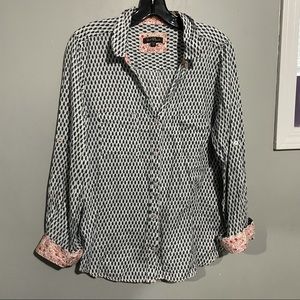 Velvet heart button up shirt heart flip cuffs - large